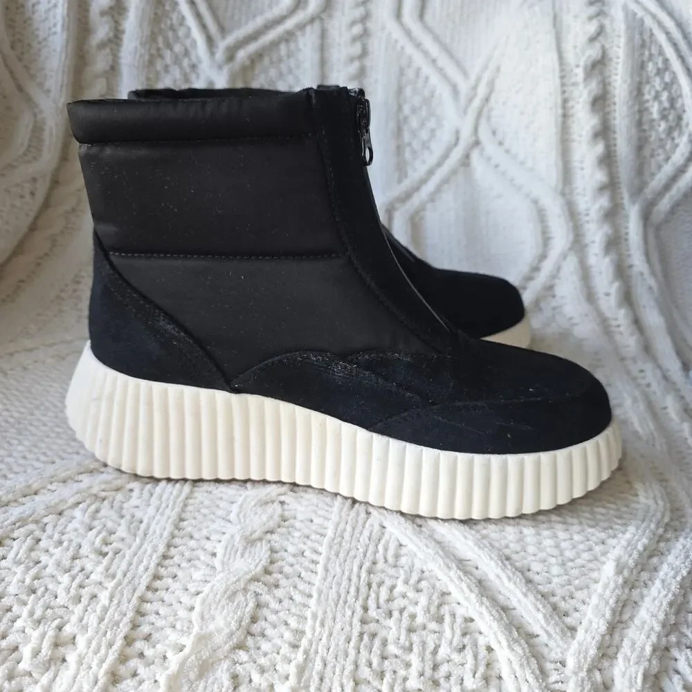 NEW White Mountain‎ Women Platform High-Top Sneaker Bootie Boots SZ 7.5 Black
